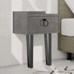 Κομοδίνο επιτοίχιο Sponge Megapap χρώμα γκρι ρετρό 40x24x51εκ.