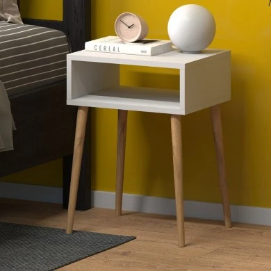 Fiona Megapap melamine - beech bedside table in white color 45x30x58cm.
