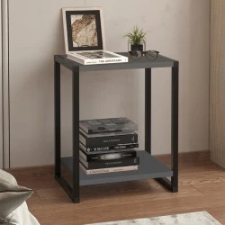 Gina Megapap melamine - metal nightstand in anthracite color 39x30x48cm.