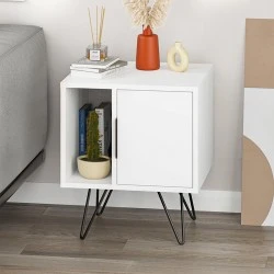 Glynn Megapap melamine night-stand in white color 50,2x44,6x60cm. Glynn Megapap melamine night-stand in white color 50,2x44,6x60cm.