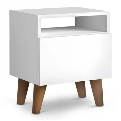 Luce Megapap melamine bedside table in white color 40x30x47,6cm.