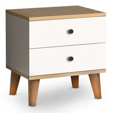 Luce Megapap melamine bedside table in white - oak color 45x35x47cm.