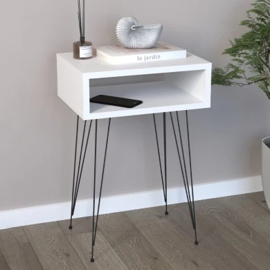 Scott Megapap melamine side table in white color 40x30x60cm.