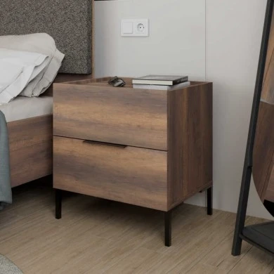 Oryana Megapap melamine nightstand in walnut color 55x44x59cm.