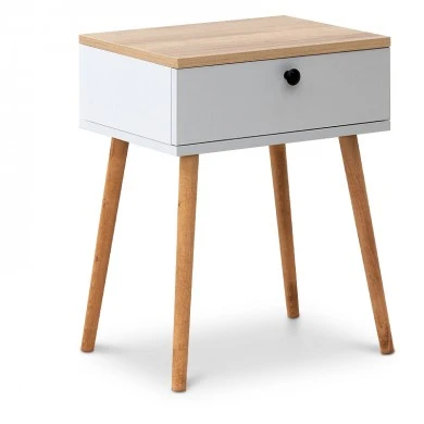 Pauline Megapap melamine bedside table in pine - white color 45x35x61cm.