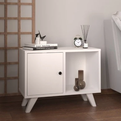 Rico Megapap melamine nightstand in white color 65.2x30x49cm.