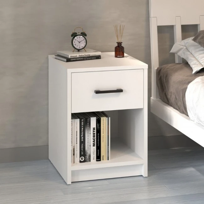 Scoty Megapap melamine nightstand in white color 40.2x35.3x55cm.