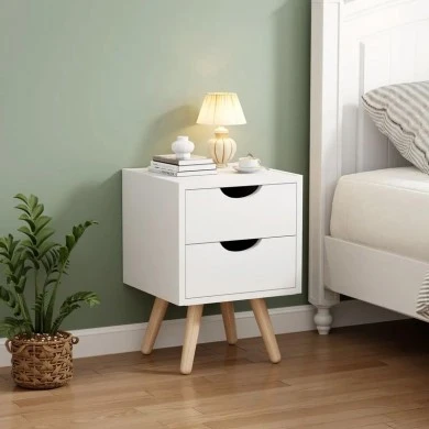 Selma bedside table pakoworld in white shade 29.7x29.7x45cm