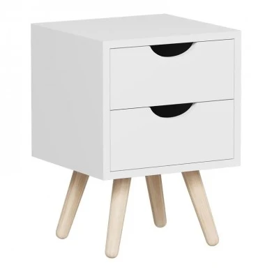 Selma bedside table pakoworld in white shade 29.7x29.7x45cm