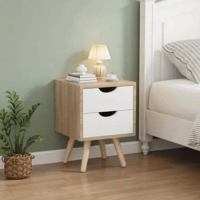 Selma bedside table pakoworld in sonoma-white shade 29.7x29.7x45cm
