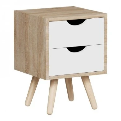 Selma bedside table pakoworld in sonoma-white shade 29.7x29.7x45cm