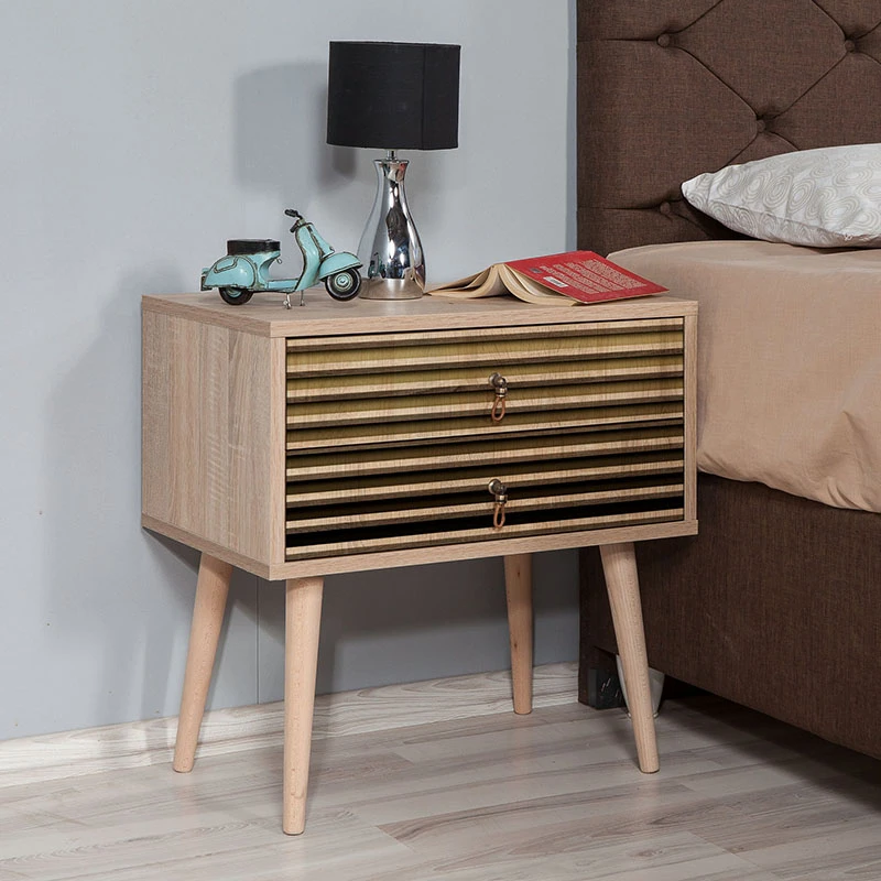 Soho Megapap melamine nightstand in sonoma color 60x40x61cm.