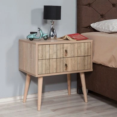 Soho Megapap melamine nightstand in sonoma color 60x40x61cm.