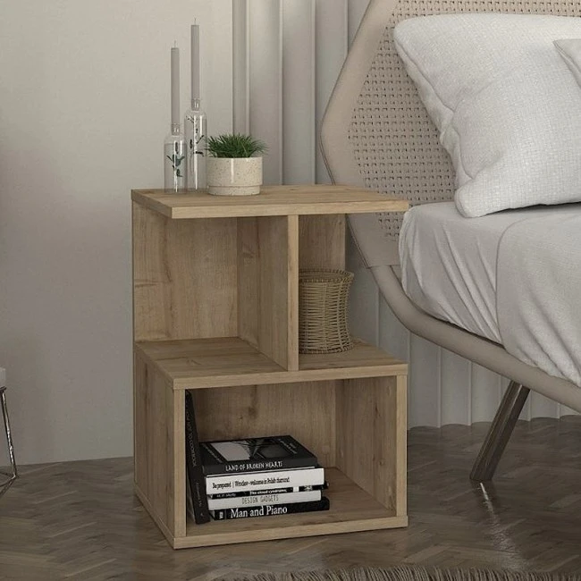 Entiero Megapap melamine nightstand in sapphire oak color 39.8x35x54.6cm.