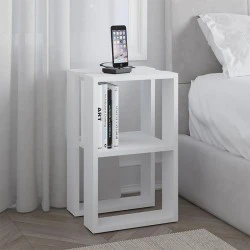 Lonie Megapap melamine nightstand - side table in white color 34x30x55cm.