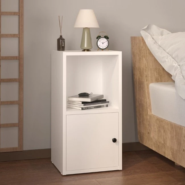 Vito Megapap melamine nightstand in white color 34x30x66.4cm.