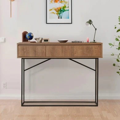 Amedeo Megapap melamine - metal console in walnut color 120x36x90cm.