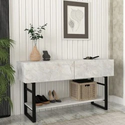 Aron Megapap melamine console in white marble color 138,8x41x75,7cm.