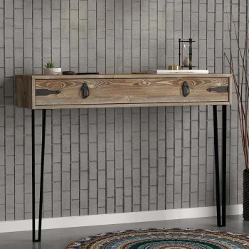 Κονσόλα επιτοίχια Costa Megapap χρώμα καρυδί 120x35x90εκ.