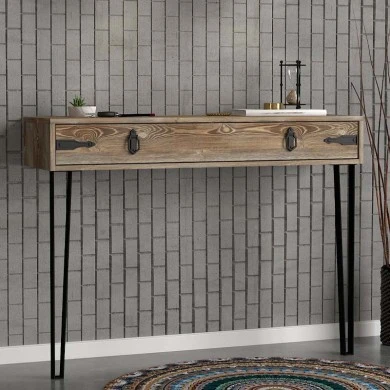 Costa Megapap melamine wall console in walnut color 120x35x90cm.