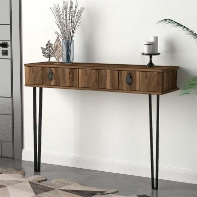 Ursula Megapap melamine wall console in walnut color 120x35,5x90cm.