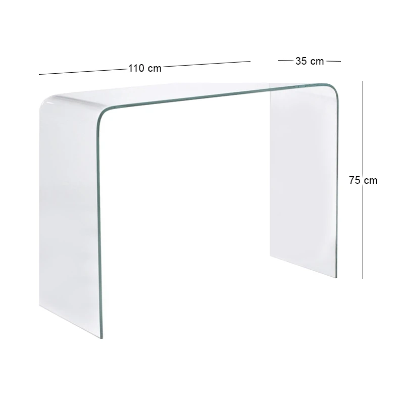 Κονσόλα Glasser Clear από ενισχυμένο γυαλί 12mm σε χρώμα διαφανές 110x35εκ