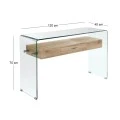 Κονσόλα Glasser wood με ένα ράφι από Mdf και ενισχυμένο γυαλί 12mm σε χρώμα διαφανές 120x40εκ