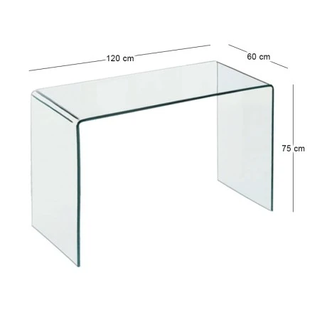Κονσόλα - Γραφείο Glasser Clear ενισχυμένο γυαλί 120x60x75εκ.