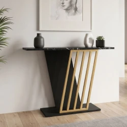Gravity Megapap melamine console in black marble effect - gold color 90x29,6x76,8cm.