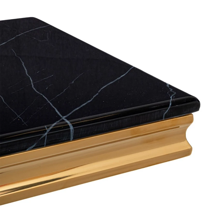 GOLD METAL CONSOLE WITH BLACK CERAMIC SURFACE(MARBLE EFFECT) 130X40X80CM