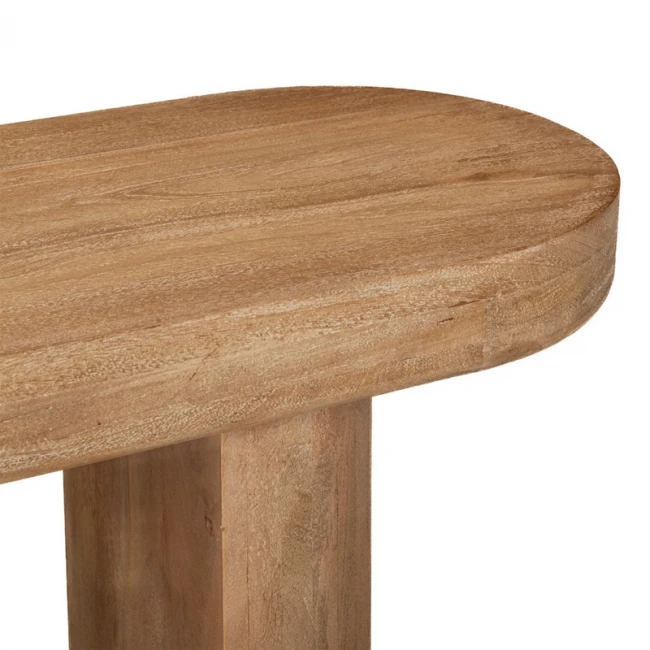 OVAL SHAPE CONSOLE TABLE MADE OF MANGO WOOD IN BROWN COLOR 152X41X76CM