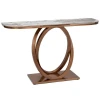 CRΘME BROWN METAL CONSOLE WITH WHITE BROWN CERAMIC SURFACE (MARBLE EFFECT) 130X40X80CM