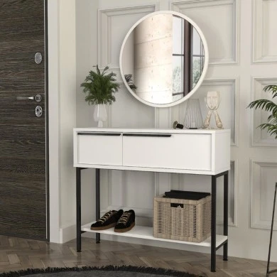 Suzy Megapap dresser with mirror in white 90x29.6x76cm.