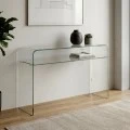 Κονσόλα με ράφι Glasser Clear από ενισχυμένο γυαλί 12mm σε χρώμα διαφανές 110x35εκ