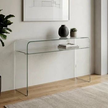 GLASSER Clear Console with Shelf 110x35x75cm