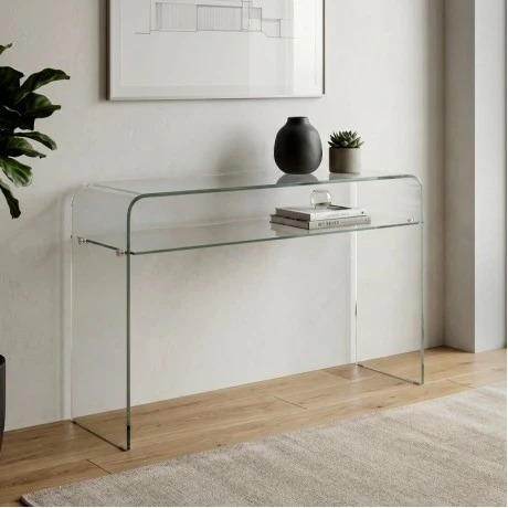 Κονσόλα Glasser Clear ενισχυμένο γυαλί 110x35x75εκ.