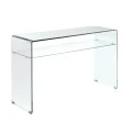 Κονσόλα με ράφι Glasser Clear από ενισχυμένο γυαλί 12mm σε χρώμα διαφανές 110x35εκ