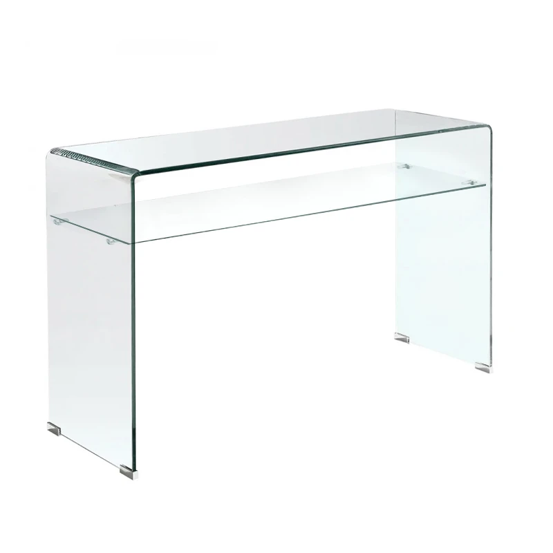 Κονσόλα με ράφι Glasser Clear από ενισχυμένο γυαλί 12mm σε χρώμα διαφανές 110x35εκ