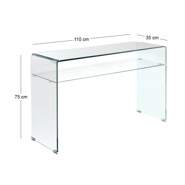 GLASSER Clear Console with Shelf 110x35x75cm