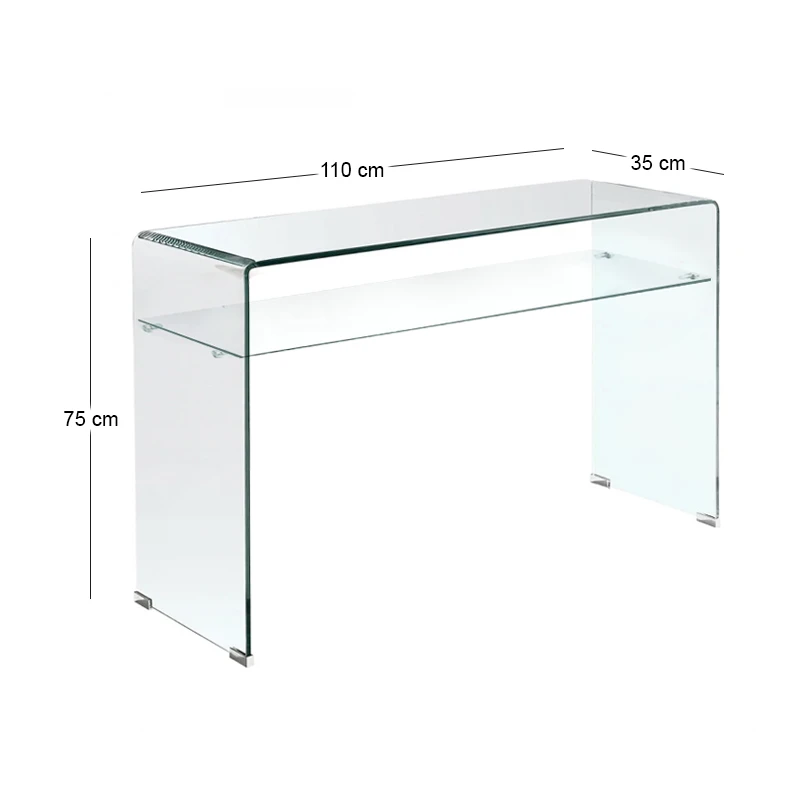 Κονσόλα με ράφι Glasser Clear από ενισχυμένο γυαλί 12mm σε χρώμα διαφανές 110x35εκ