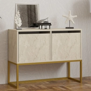 Zermat Megapap melamine buffet in beige travertine - gold color 90x34x70cm.