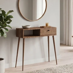 Κονσόλα Napoli Megapap χρώμα καρυδί 90x29x88εκ.