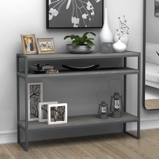 Κονσόλα New Smart Megapap χρώμα γκρι σκυροδέματος 120x33x90εκ.