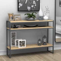 New Smart Megapap metallic - melamine console in oak color 120x33x90cm. New Smart Megapap metallic - melamine console in oak color 120x33x90cm.