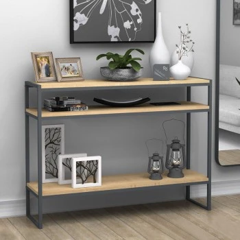 New Smart Megapap metallic - melamine console in oak color 120x33x90cm.