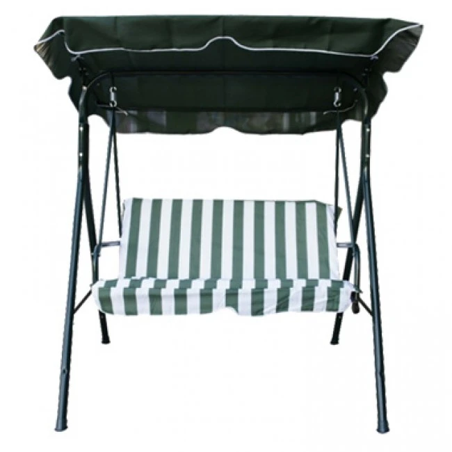 Metallic two-seater garden swing in green color 138x110x153cm.