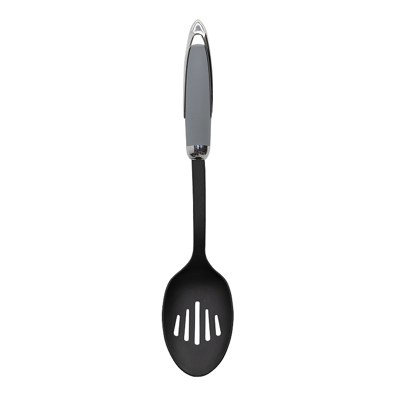 Homeplus silicone ladle with holes in gey - black color