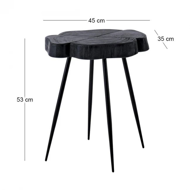 KOVIL-4 Coffee Table +/-45x35x53cm Acacia Black/Steel Black