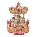 XMAS RESIN WINDING CAROUSEL WITH HORSES, MUSIC AND MOVEMENT 15,5X14X17CM