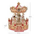XMAS RESIN WINDING CAROUSEL WITH HORSES, MUSIC AND MOVEMENT 15,5X14X17CM